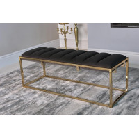 Coaster Furniture 914111 Channel Tufted Cushion Bench Dark Grey and Gold